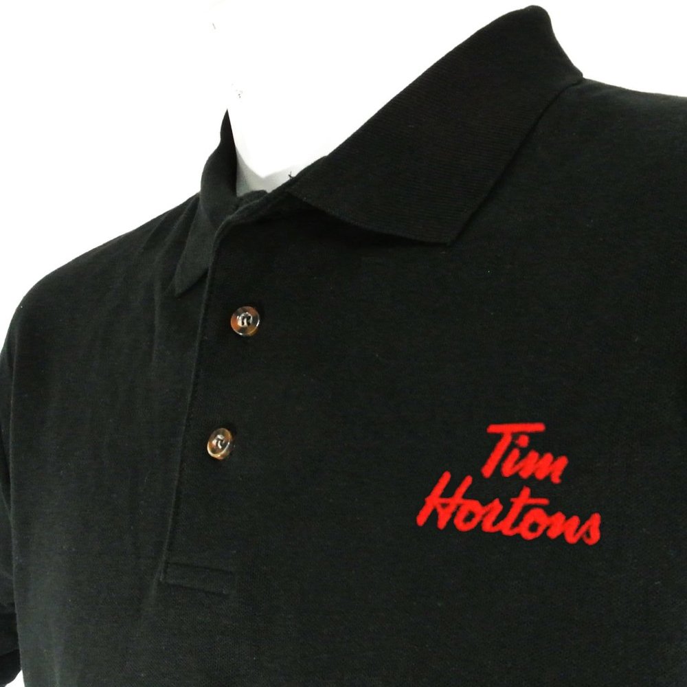 TIM HORTONS Coffee Donuts Employee Uniform Polo Shirt Black NEW Size L Large